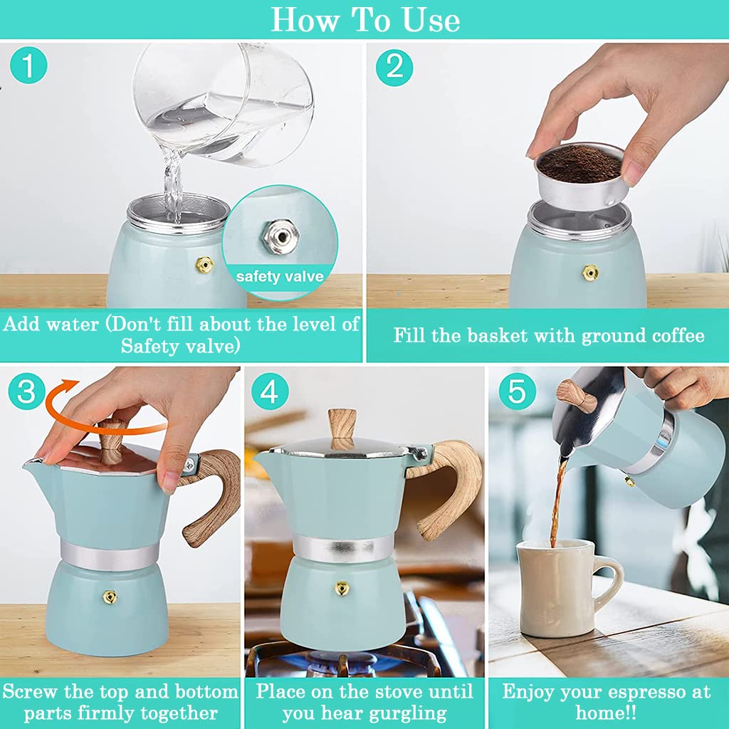 HASTHIP® Moka Pot Coffee Maker 300ml Stovetop Espresso Maker for 6 Cups Coffee Italian Coffee Maker Moka Pot Aluminum Alloy Manual Cuban Coffee Percolator Machine for Cappuccino Latte HASTHIP® Moka Pot Coffee Maker 300ml Stovetop Espresso Maker for 6 Cups Coffee Italian Coffee Maker Moka Pot Aluminum Alloy Manual Cuban Coffee Percolator Machine for Cappuccino Latte